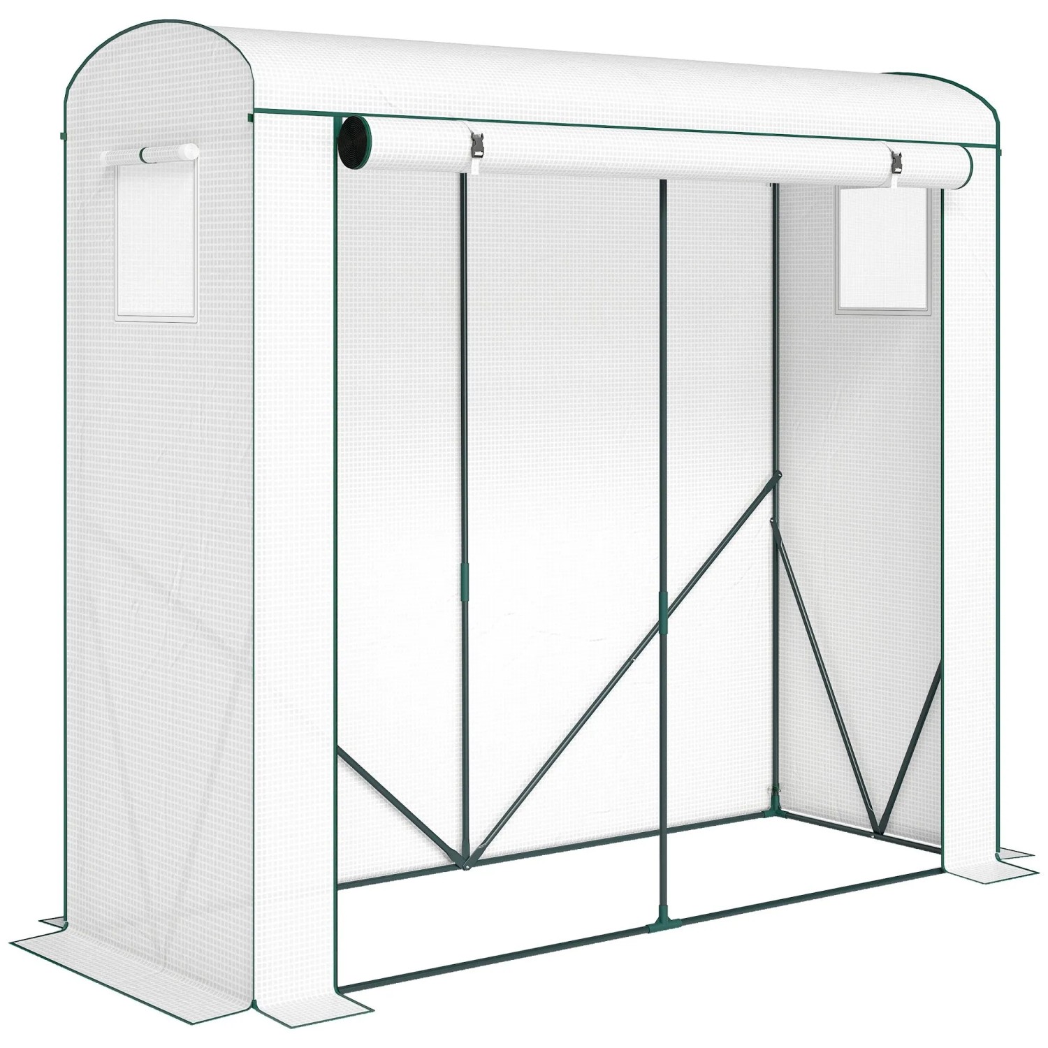 Outsunny Gewächshaus Stahl PE 200L x 75B x 188H cm Weiß