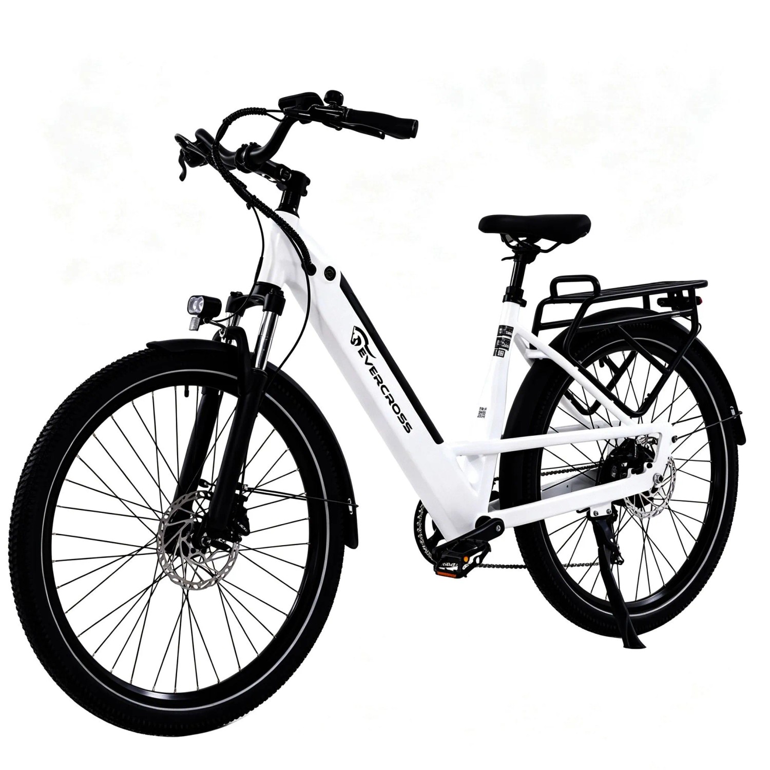 EVERCROSS EK25 E-bike 27,5 Zoll Herrenfahrrad 13Ah Akku Reichweite 100KM 250W 7-Gang APP NFC Weiß