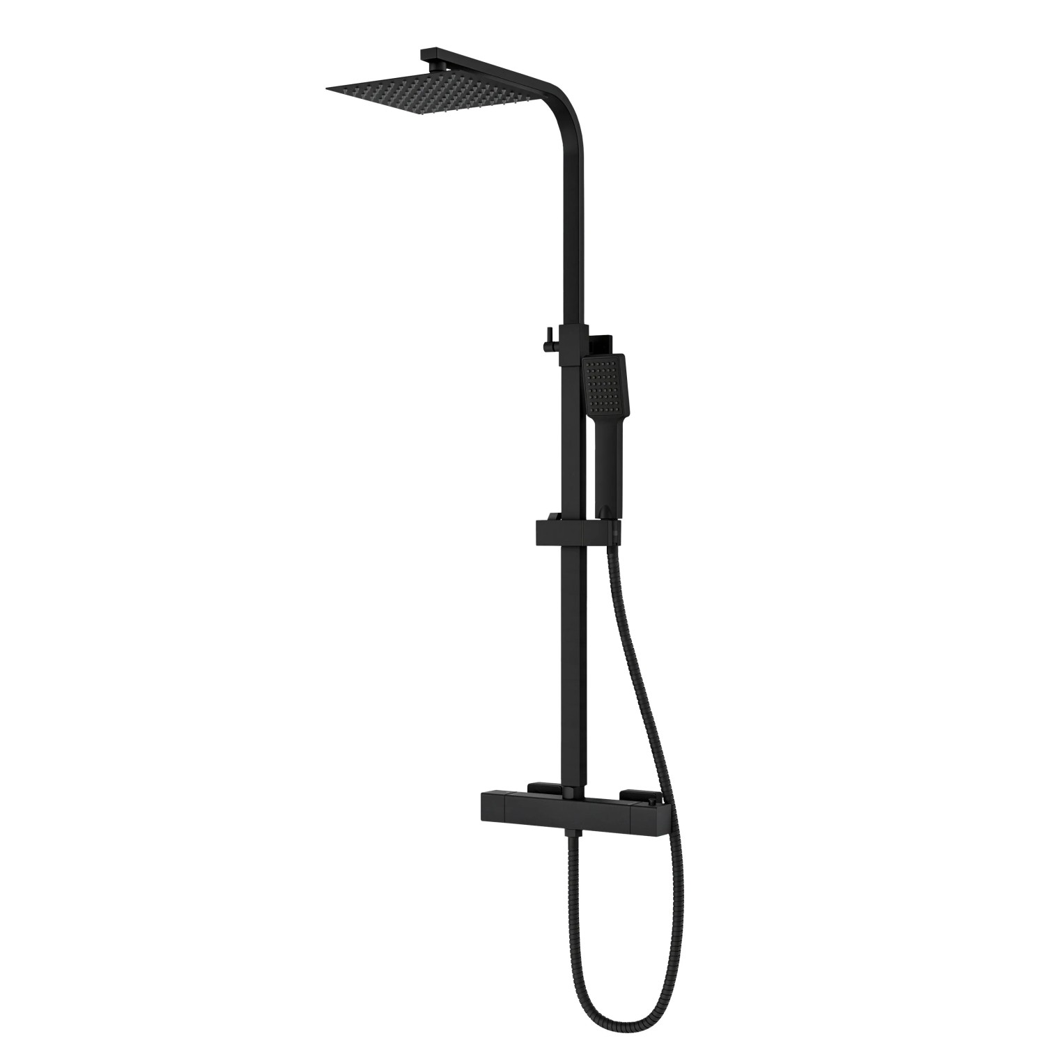 Duschspa Duschsystem Thermostat Regendusche Edelstahl Kopfbrause quadratisch Schwarz