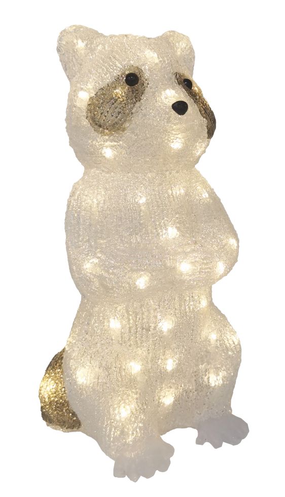 TrendLine LED Acrylfigur Waschbär 38 x 20 cm warmweiß-weiß Außen mit Timer