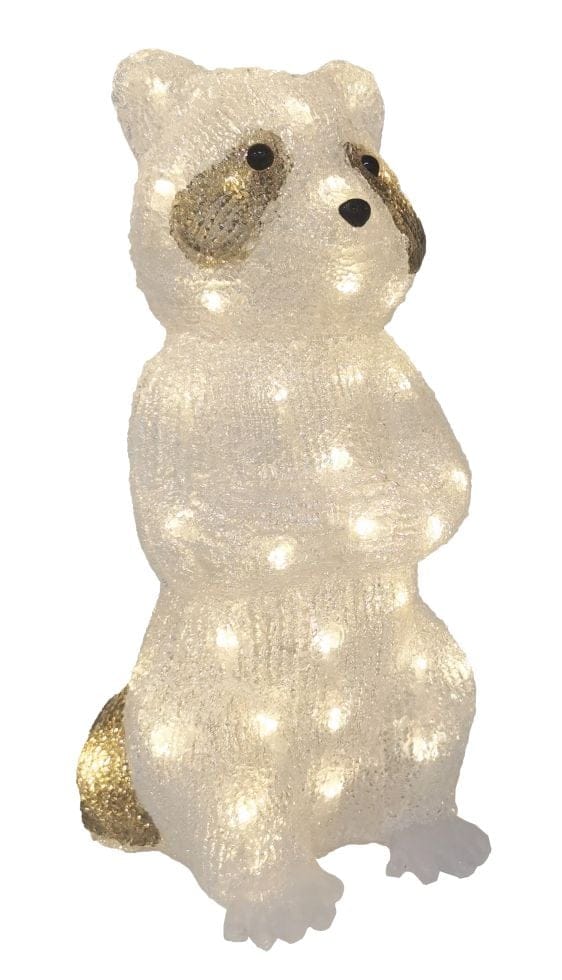 TrendLine LED Acrylfigur Waschbär 38 x 20 cm warmweiß-weiß Außen mit Timer