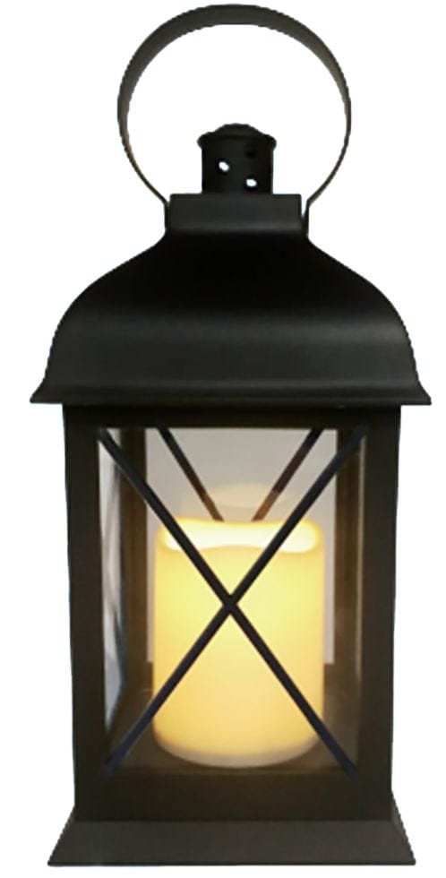 TrendLine LED Laterne schwarz 25 x 10,5 cm warmweiß mit Timer