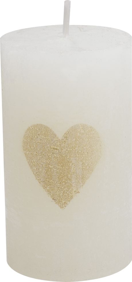 House of Rustic Kerze champagner mit gold Herz Ø 6,8 x 12 cm Bild 2