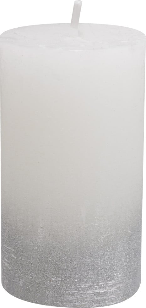 House of Rustic Kerze champagner mit silber Streifen Ø 6,8 x 12 cm