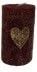 House of Rustic Kerze weinrot mit gold Herz Ø 6,8 x 12 cm Bild 2