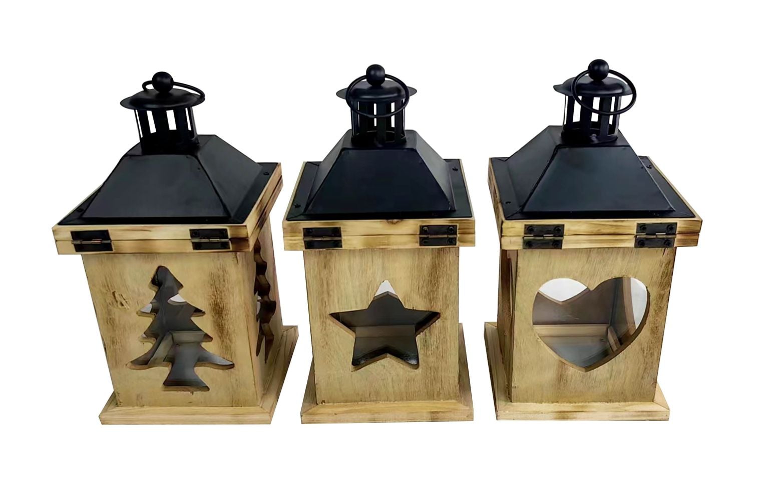 TrendLine Laterne Holz-Metall 24 x 12 cm braun-schwarz