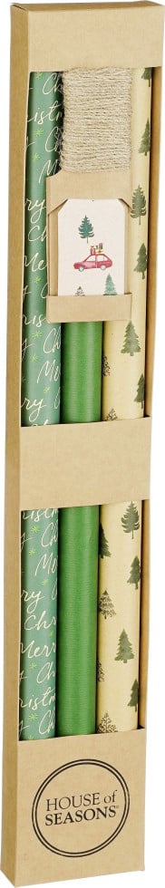 House of Seasons Geschenkpapier gruen 3 Stueck FSC Mix L 2 m x B 70 cm