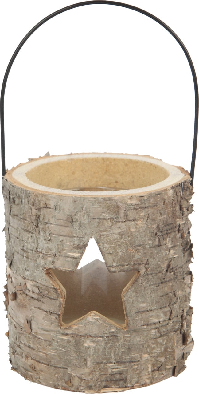 TrendLine Deko Laterne Holz Baumstamm 8 x 7,5 x 8 cm braun