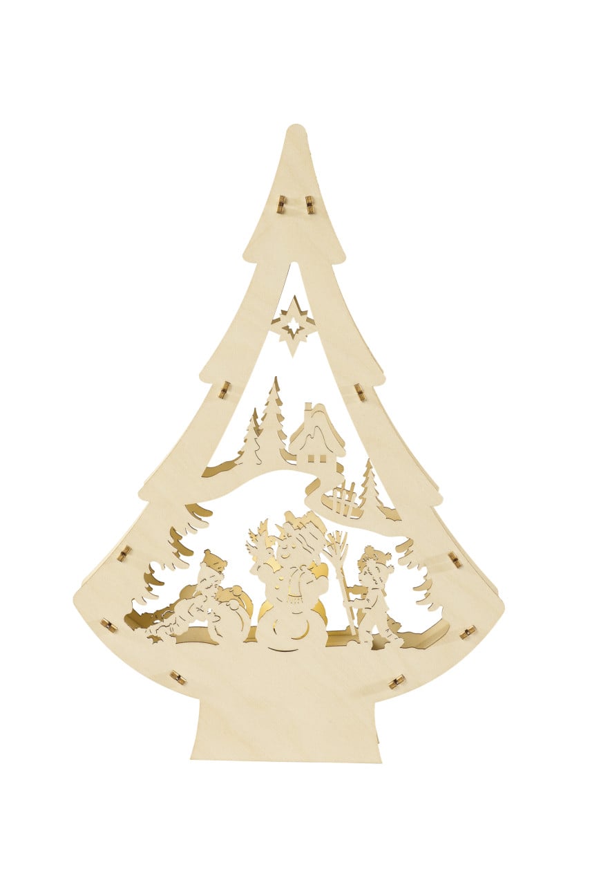 LED-Lichterbaum Deko Holz Schneemann 30 cm warmweiß