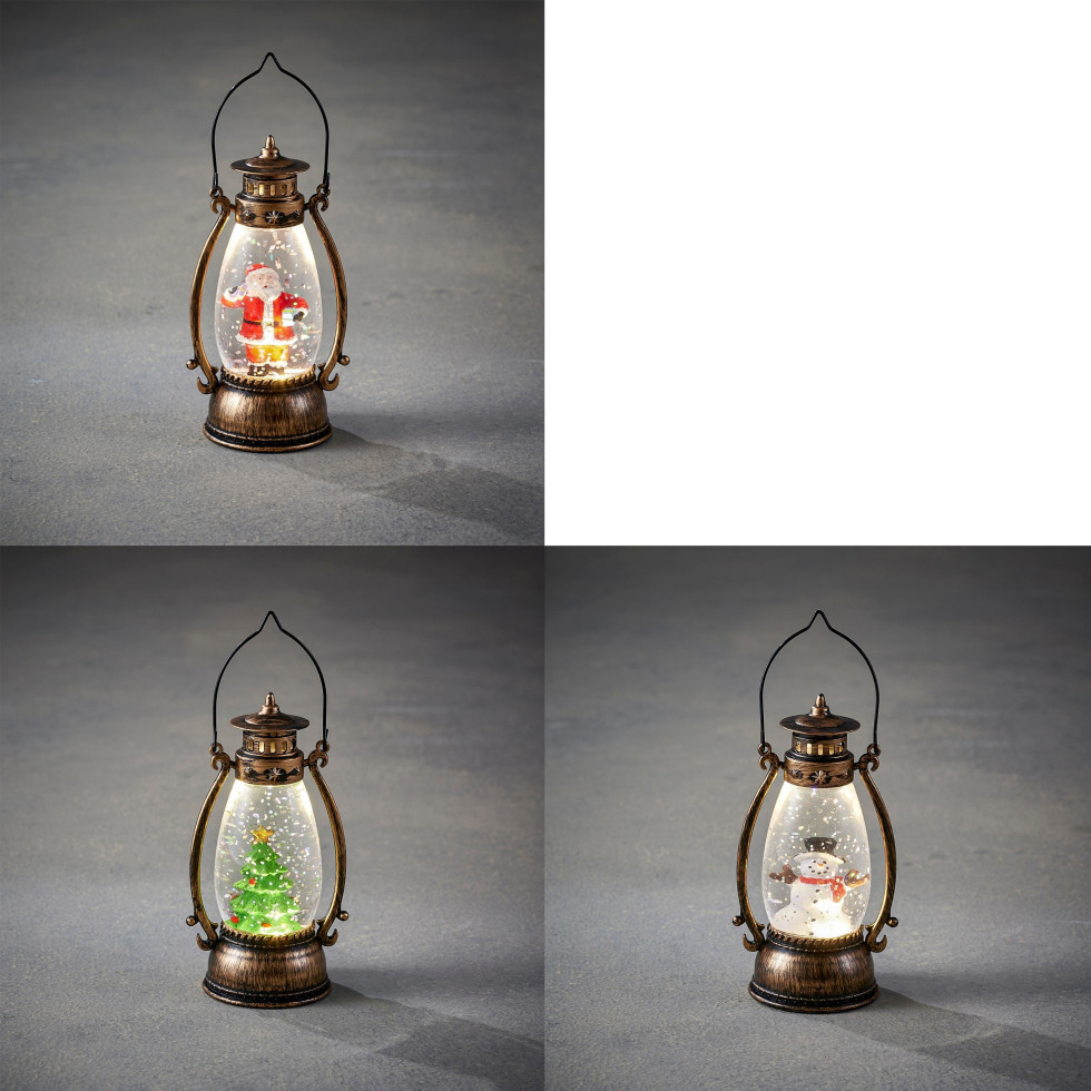 Luca Lightning LED Laterne Weihnachtszenerie 14 cm 3-fach sortiert