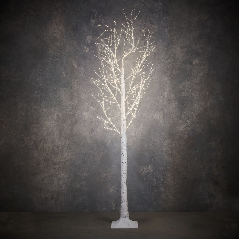 Luca Lightning LED Deko Birke Classic mit Timer 210 cm warmweiß