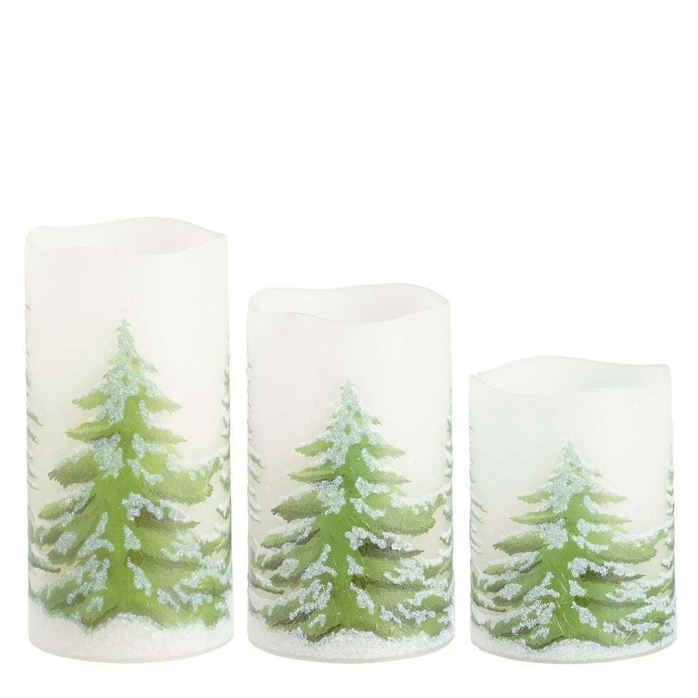Luca Lightning LED Kerze Baum mit Timer Ø 7,5 x 15 cm warmweiß 3-tlg.