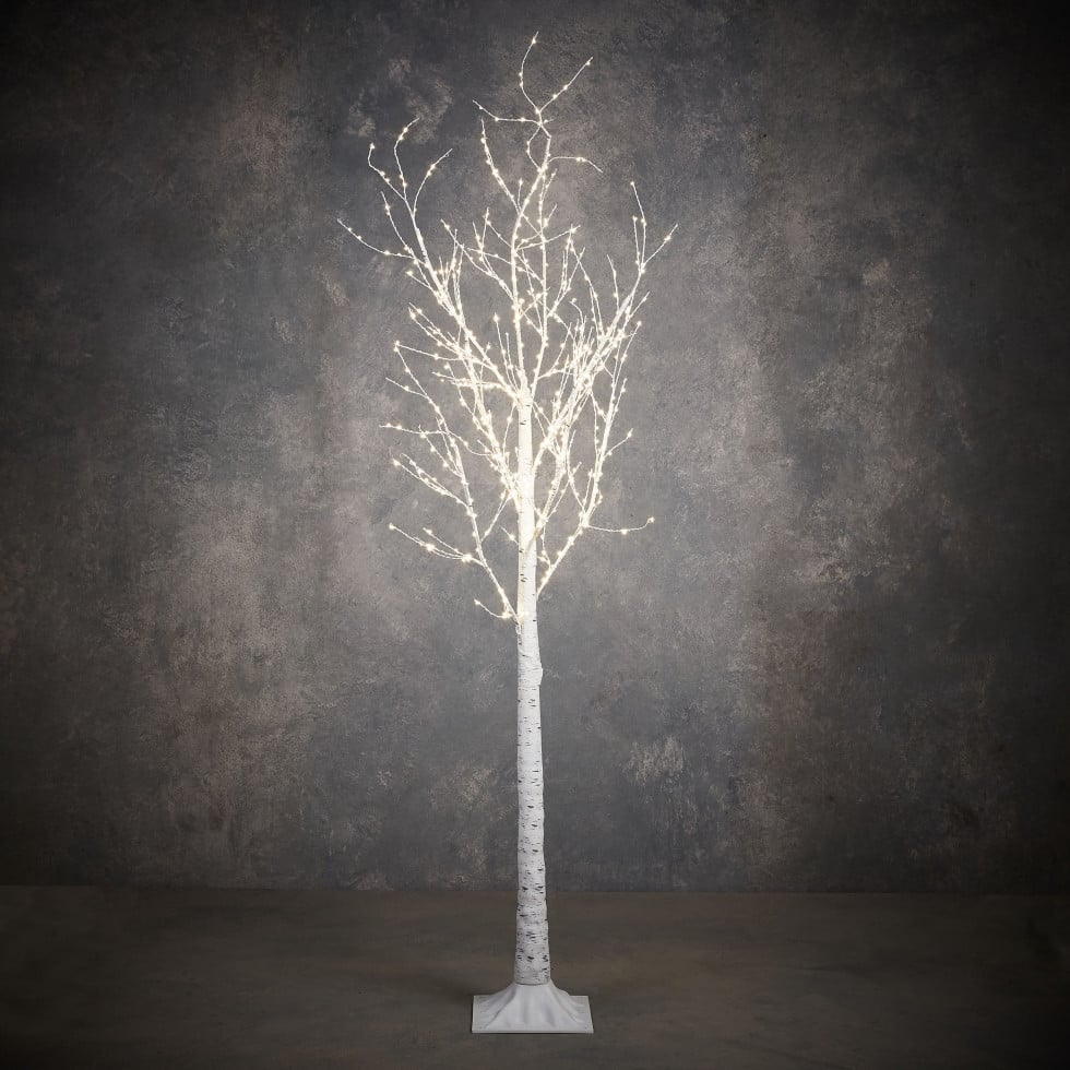 Luca Lightning LED Deko Birke mit Timer 180 cm warmweiß