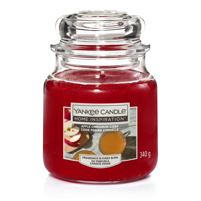 Yankee Candle Duftkerze Mittleres Glas Apple Cinnamon Cider 340 g, rot