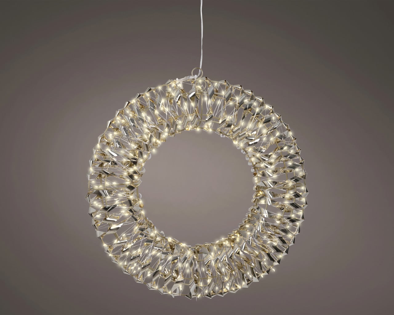 Lumineo LED Kranz mit Timer Kunststoff Ø 38 cm warmweiß gold