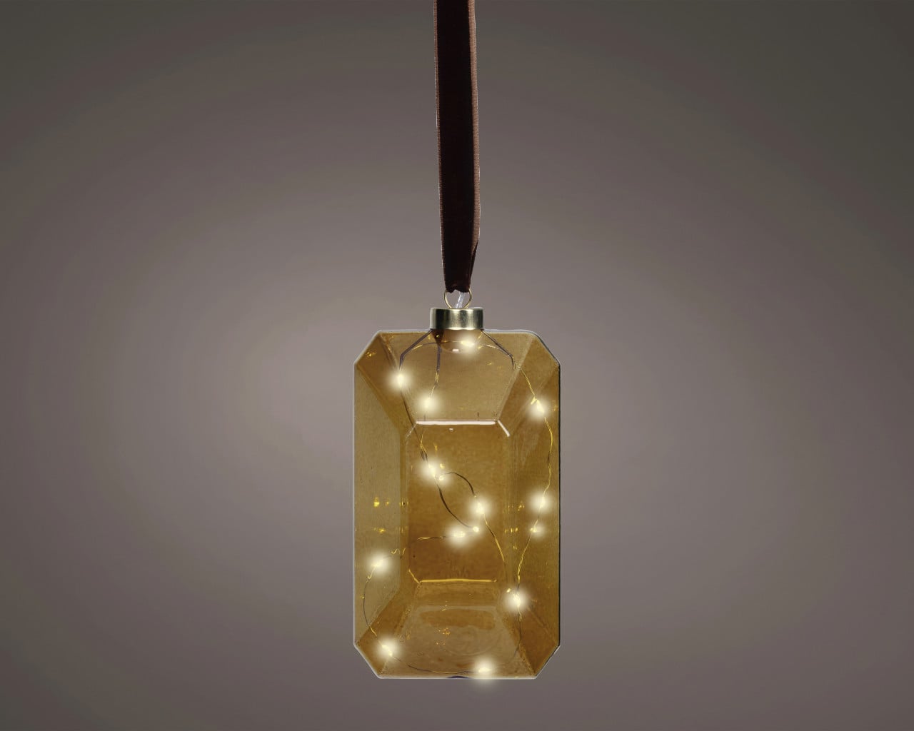 Lumineo LED Hänger batteriebetrieben Glas 17 x 10 cm warmweiß braun