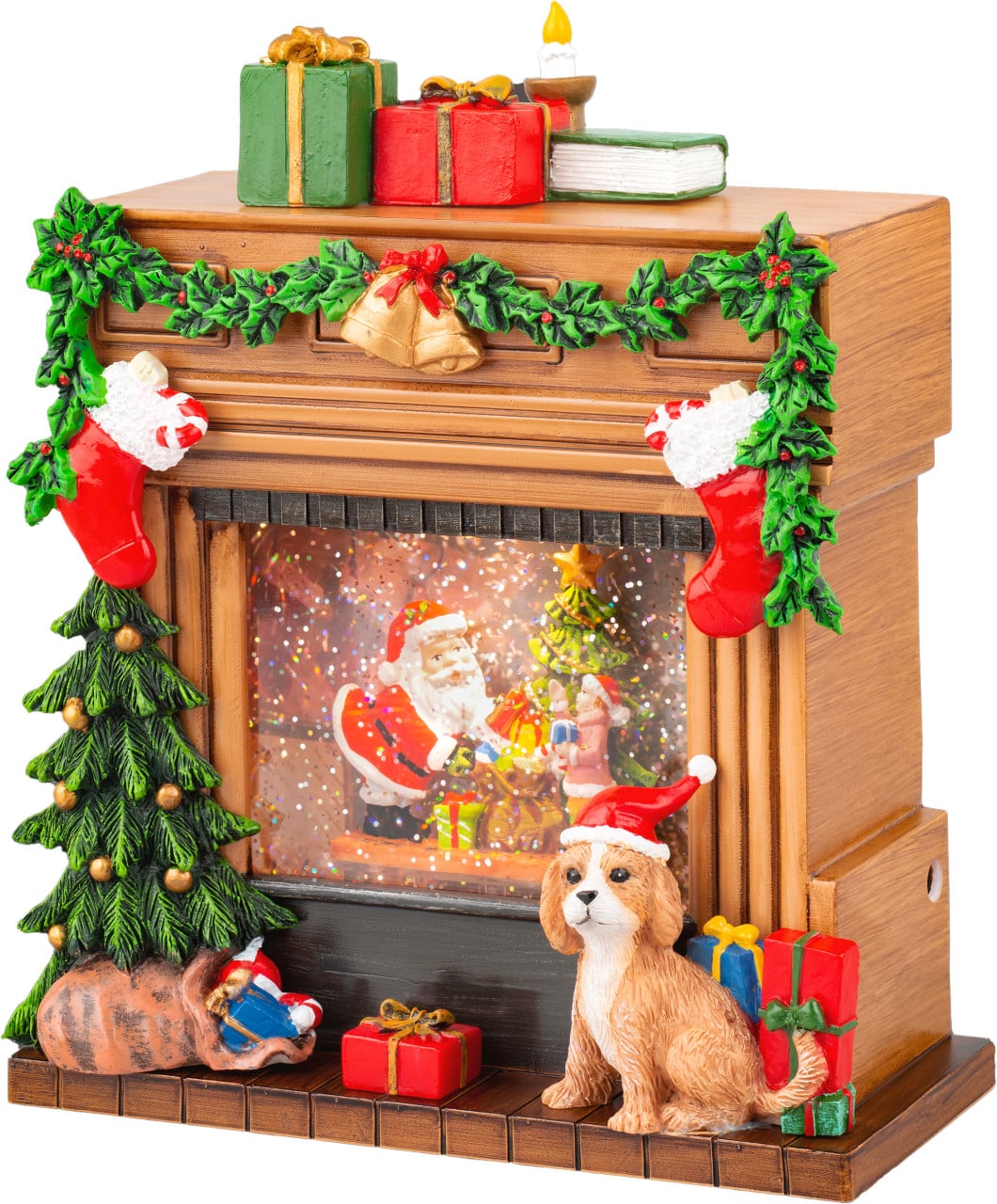 Lumineo LED Wassersprenkler Weihnachten batteriebetrieben Kunststoff 23 x 20 cm warmweiß braun