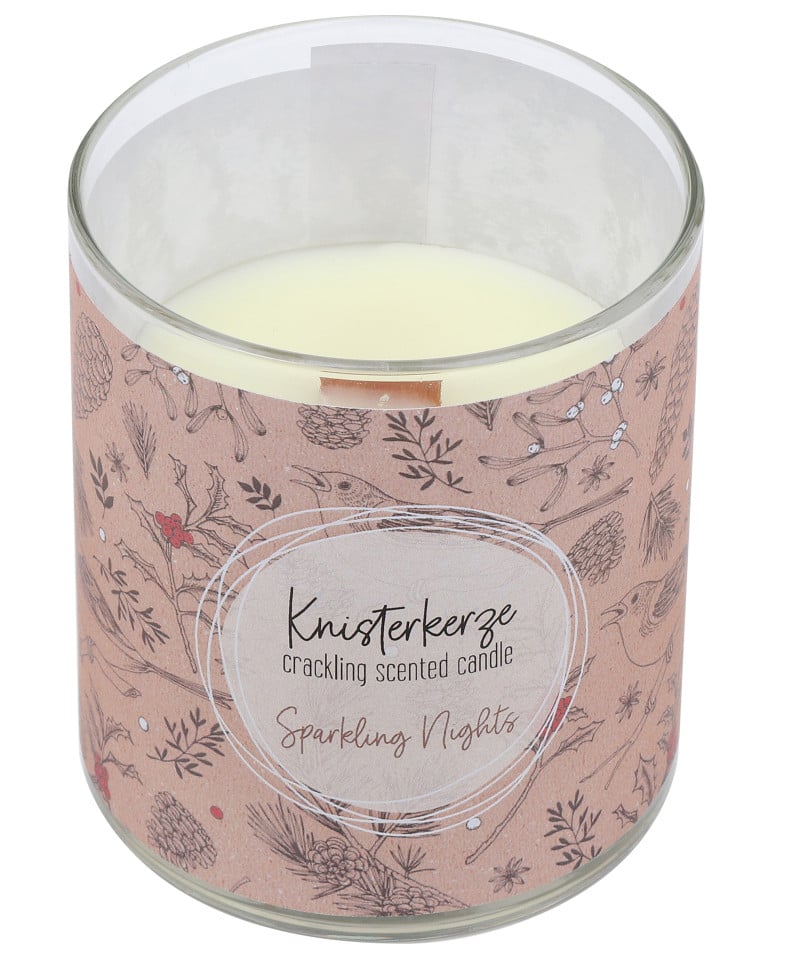 Steinhart Knisterkerze mit Duft Sparkling Nights Ø 8 x 9,2 cm im Glas sand