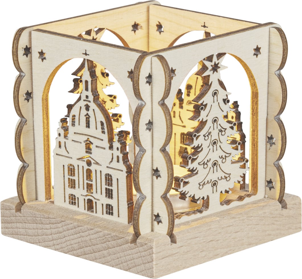 Saico Teelichthalter Dresden für 1 Teelicht Holz 7 cm natur