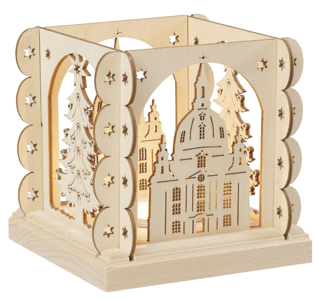 Saico Teelichthalter Dresden für 1 Teelicht Holz 12 cm natur