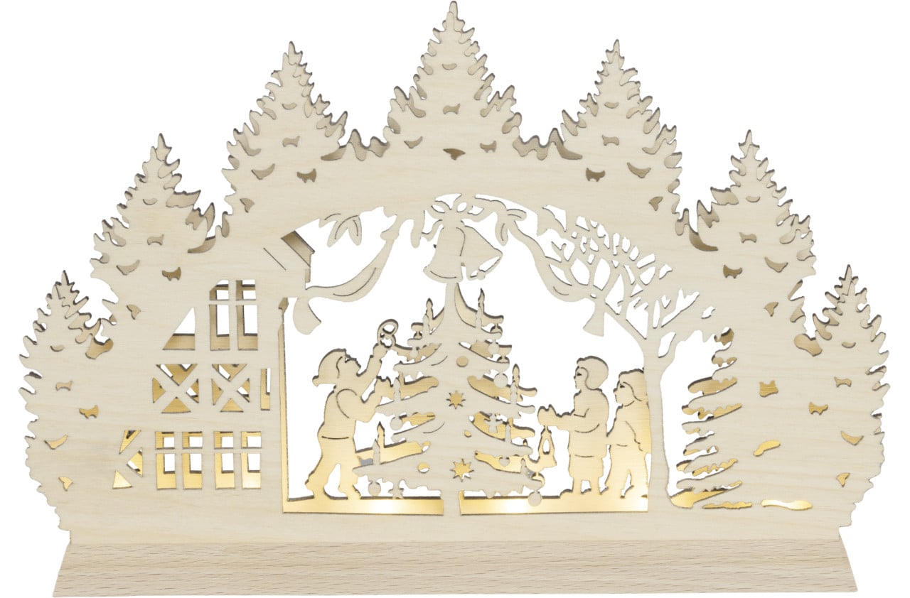 Saico Lichterbogen Weihnachtsbaum inkl. LED-Stripe Holz 22 cm warmweiß natur