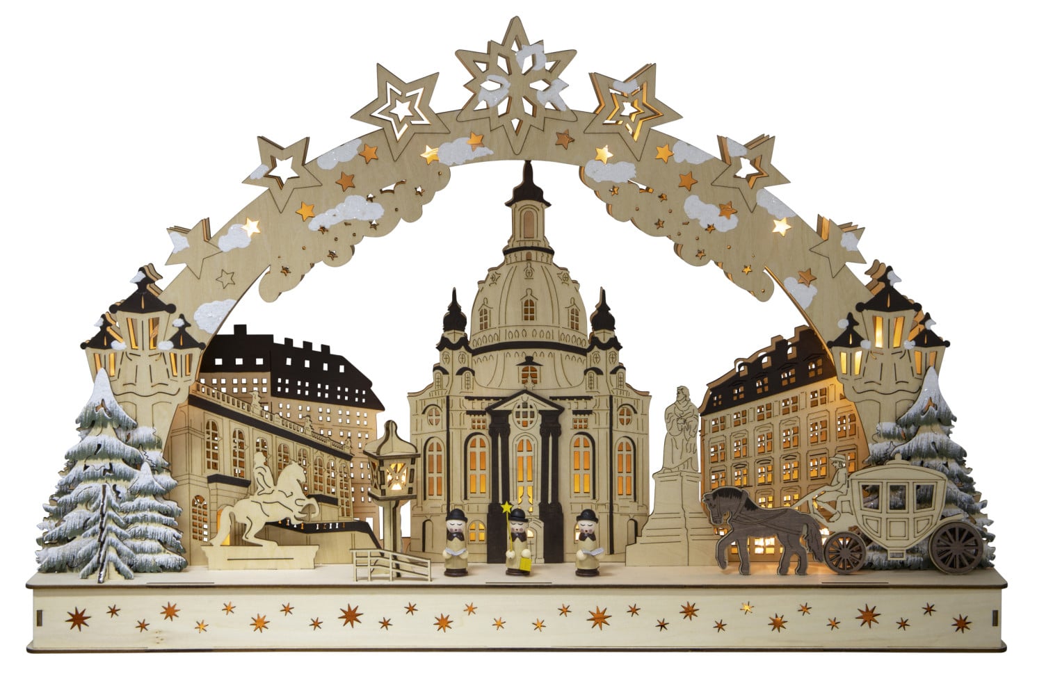 Saico Lichterbogen Dresdener Altstadt Holz 60 cm warmweiß natur
