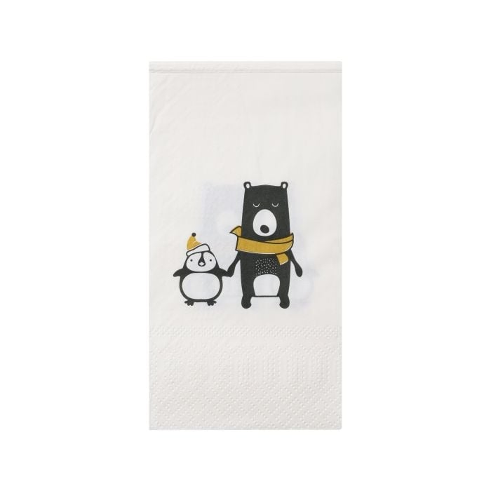 Eglo Servietten Pinguin & Bär Belbari weiß/schwarz 16 x 8 cm - 20er Pack Bild 2