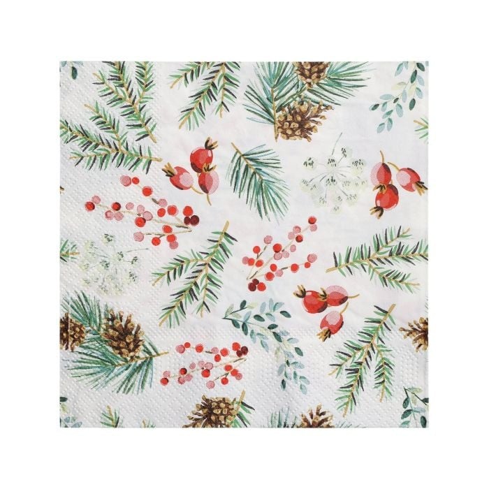 Eglo Servietten X-Mas Zweige Pasig bunt 16,5 x 16,5 cm - 20er Pack