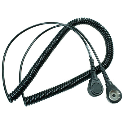 Spiralkabel mit Druckknopf, ESD, schwarz, 3/10mm, 2,4 m