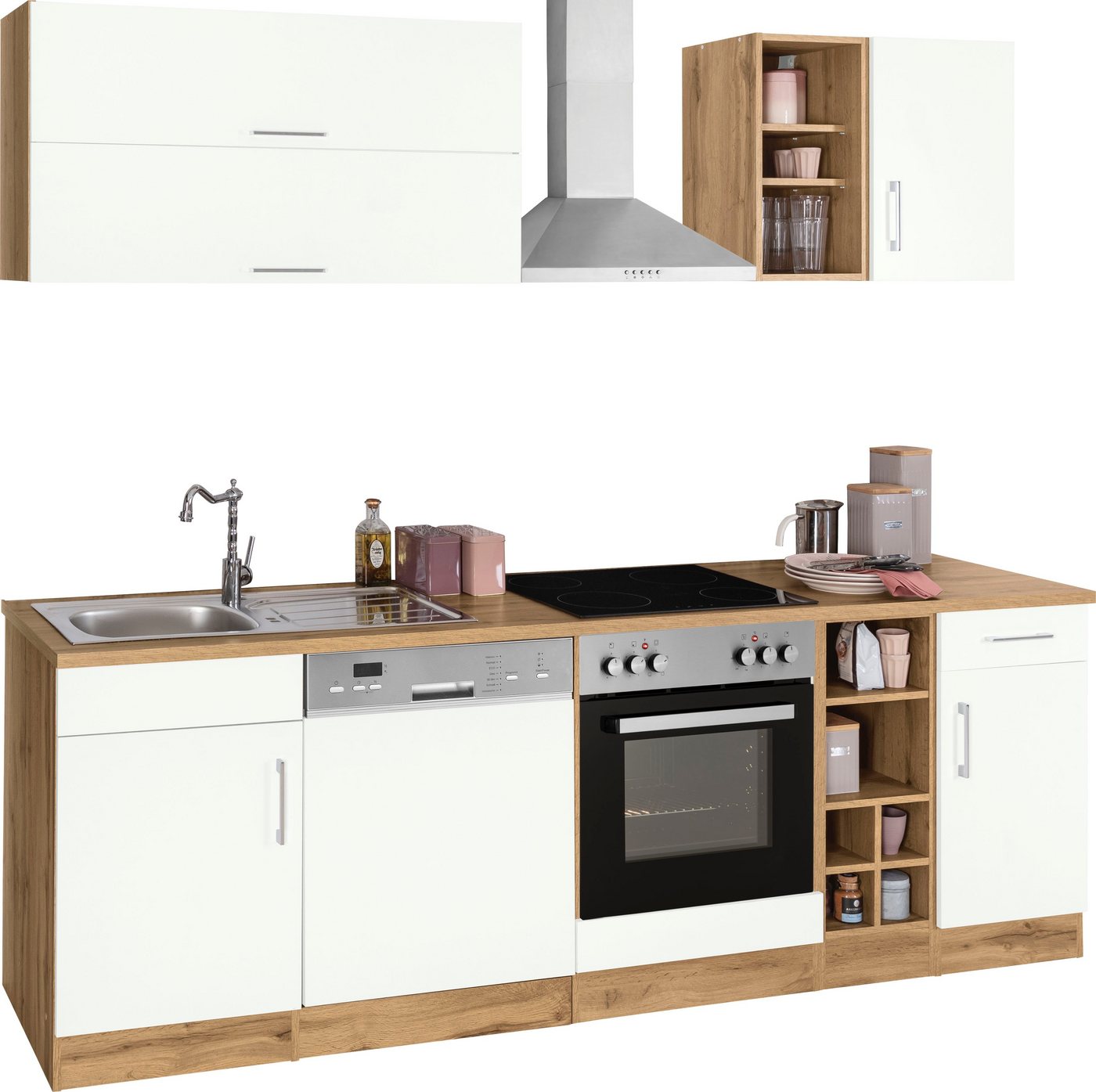 KOCHSTATION Küchenzeile KS-Colmar, mit E-Geräten, Breite 240 cm