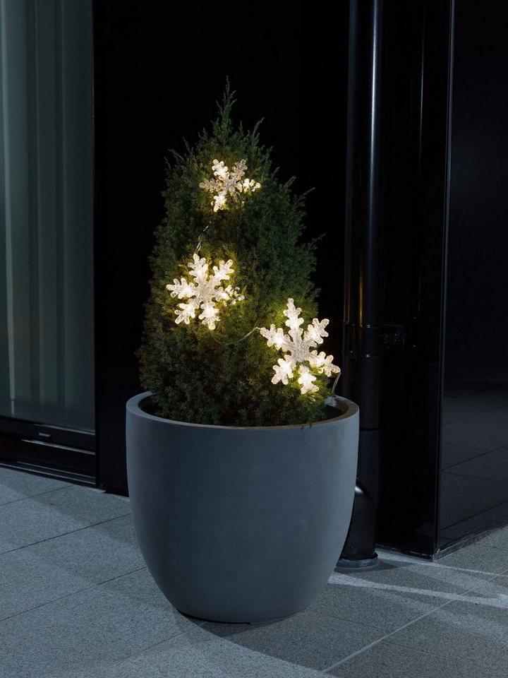 KONSTSMIDE LED-Lichtervorhang Weihnachtsdeko aussen, 15-flammig, LED Lichtervorhang, 3 Acryl Schneeflocken, 15 warm weiße Dioden Bild 3