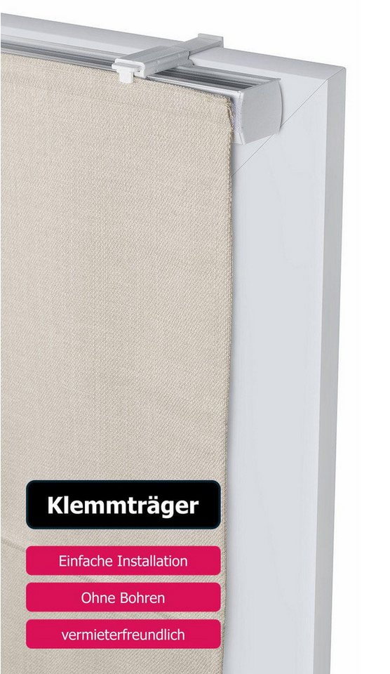 Rollo RIOLA, ohne Bohren, Lichtschutz, Leinenoptik, OTTO home, Lichtschutz, ohne Bohren, freihängend, Klemmfix, Faltrollo in trendiger Leinenoptik, einfache Montage Bild 2