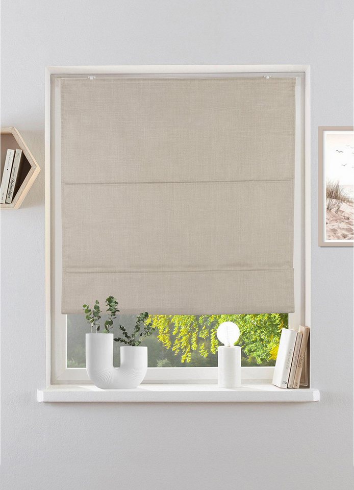 Rollo RIOLA, ohne Bohren, Lichtschutz, Leinenoptik, OTTO home, Lichtschutz, ohne Bohren, freihängend, Klemmfix, Faltrollo in trendiger Leinenoptik, einfache Montage Bild 4