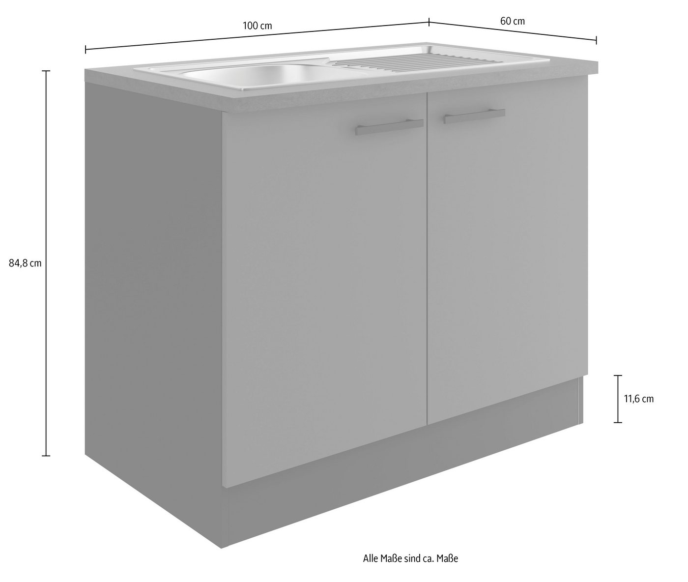 OPTIFIT Spülenschrank Palma Breite 100 cm, inklusive Einbauspüle