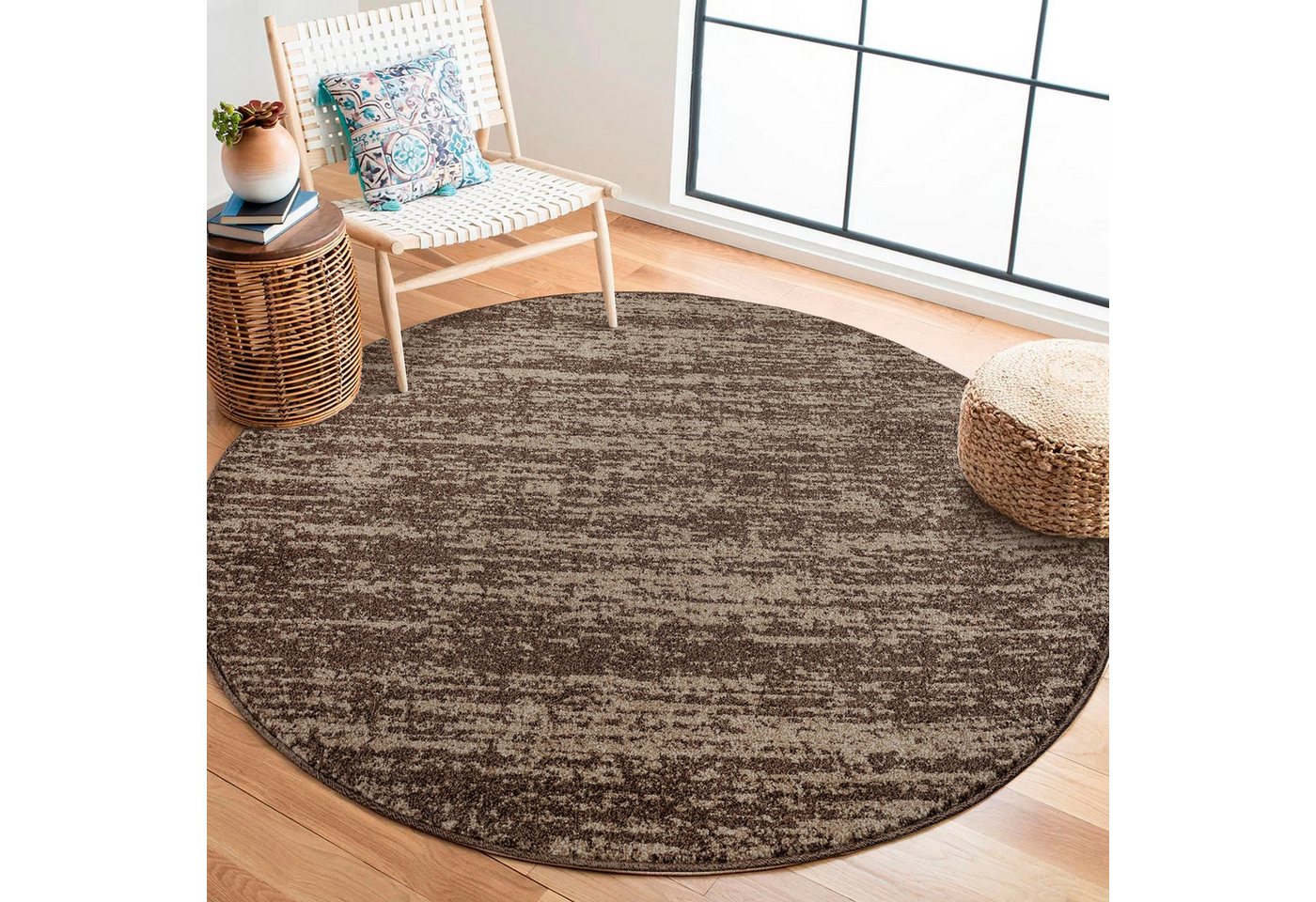 Sanat Teppich Oslo, auch als Läufer und in Rund, rund, Höhe: 10 mm, meliert, robuster Kurzflor, Wohnzimmer, Schlafzimmer, Kinderzimmer Bild 5