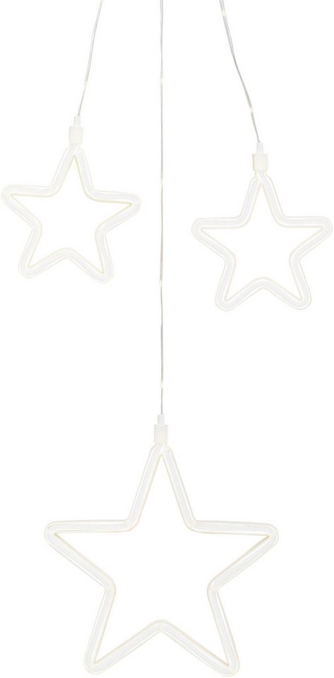 OTTO home LED-Lichtervorhang Vannick, mit 3 Sternen und 258 warmweiße LED's, Timer, Indoor Outdoor, Weihnachten, Lichterkette mit 5m Zuleitung, incl.Outdoor-Transformator