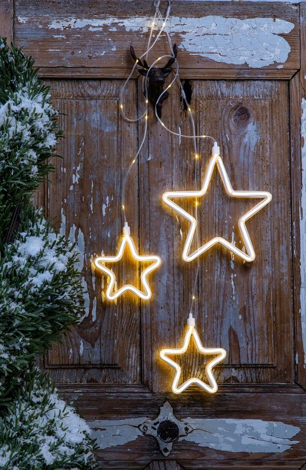 OTTO home LED-Lichtervorhang Vannick, mit 3 Sternen und 258 warmweiße LED's, Timer, Indoor Outdoor, Weihnachten, Lichterkette mit 5m Zuleitung, incl.Outdoor-Transformator Bild 2