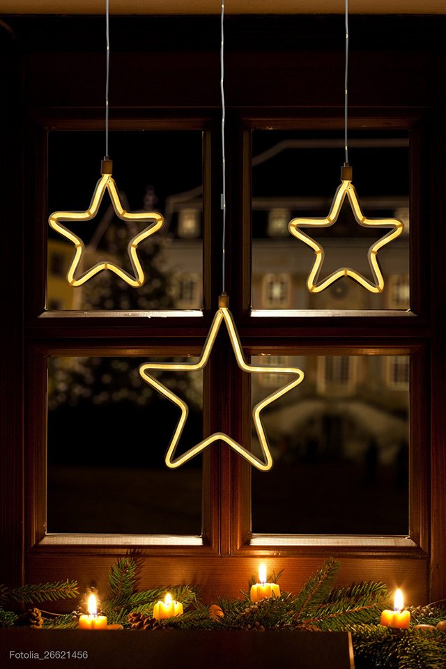 OTTO home LED-Lichtervorhang Vannick, mit 3 Sternen und 258 warmweiße LED's, Timer, Indoor Outdoor, Weihnachten, Lichterkette mit 5m Zuleitung, incl.Outdoor-Transformator Bild 4