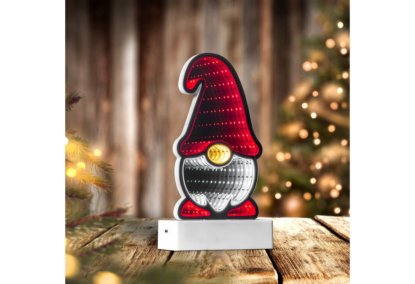 OTTO home LED Dekofigur LED-Wichtel Evvina, LED fest integriert, Warmweiß, Infinity Effekt, Weihnachtsdeko für Innen, beidseitig beleuchte