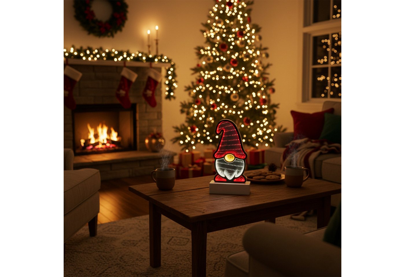 OTTO home LED Dekofigur LED-Wichtel Evvina, LED fest integriert, Warmweiß, Infinity Effekt, Weihnachtsdeko für Innen, beidseitig beleuchte Bild 5