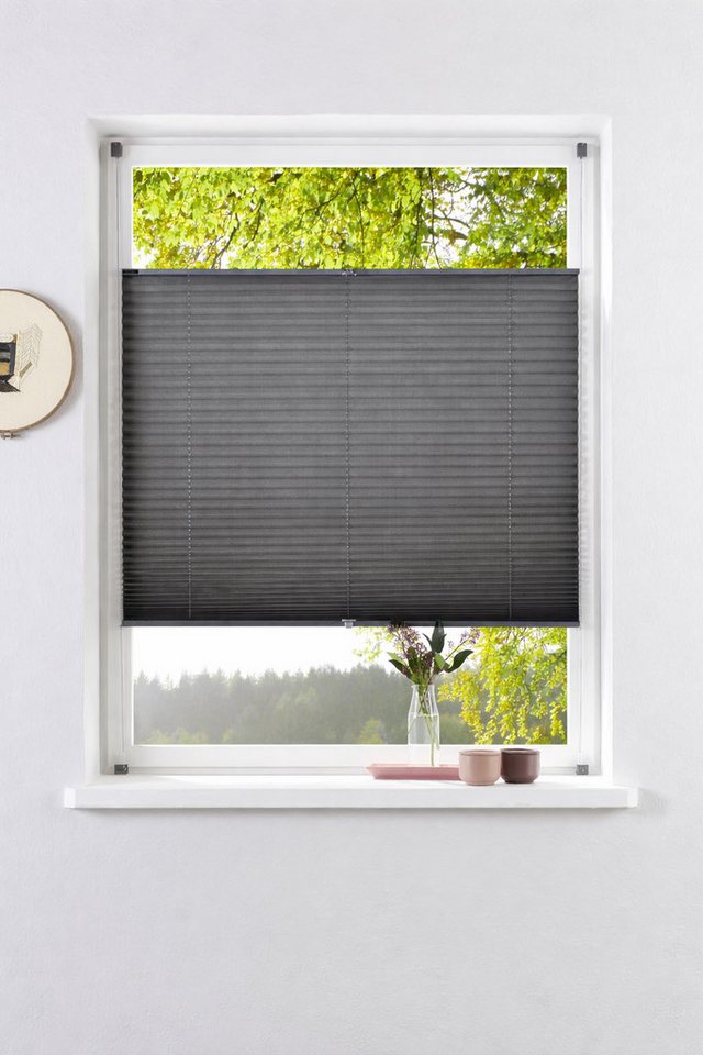 OTTO home Plissee DAHRA UNI - in Crush-Optik, ohne Bohren, Lichtschutz, Lichtschutz, ohne Bohren, verspannt, Klemmfix, Fixmaß, Klemmträger in Unifarben passend zum Plissee -NEUHEIT!