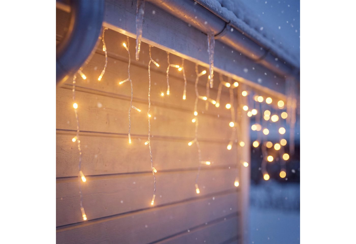 OTTO home LED-Lichterkette Eisregen, in 1 / 2 o. 3 m Länge, Batterie, Timer, Indoor, Outdoor, Eiszapfen-Lichterkette, IP44, Timer, warmweiß, innen, außen, Garten Bild 2