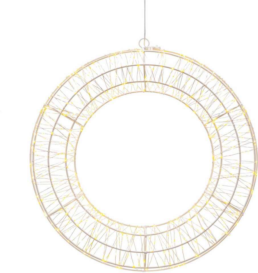 OTTO home LED Dekolicht LED Dekokranz GENNIA, Ein-/Ausschalter, LED fest integriert, Warmweiß, IP44, Metall, starke LED-Dichte, 3 m Zuleitung Bild 2