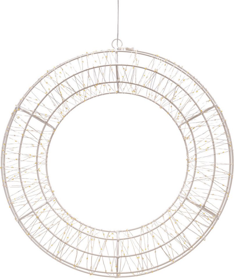 OTTO home LED Dekolicht LED Dekokranz GENNIA, Ein-/Ausschalter, LED fest integriert, Warmweiß, IP44, Metall, starke LED-Dichte, 3 m Zuleitung Bild 3