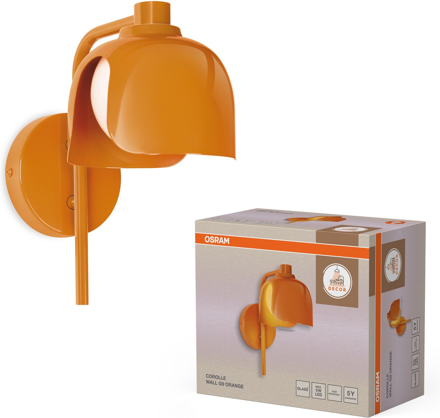 Osram Wandleuchte Decor Corolle, ohne Leuchtmittel, Fassung G9, Stahl und Glas Bild 5