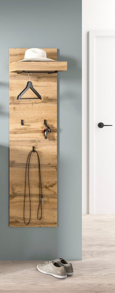 OTTO home Garderobenpaneel MAMBO II, Höhe 150cm, 1 Kleiderstange & Hutablage, 3 Haken (1 St., individuell mit weiteren Artikeln der Serie MAMBO kombinierbar), Paneel, Garderobe, Flur, Diele, Hakenleiste, Flurgarderobe Bild 3