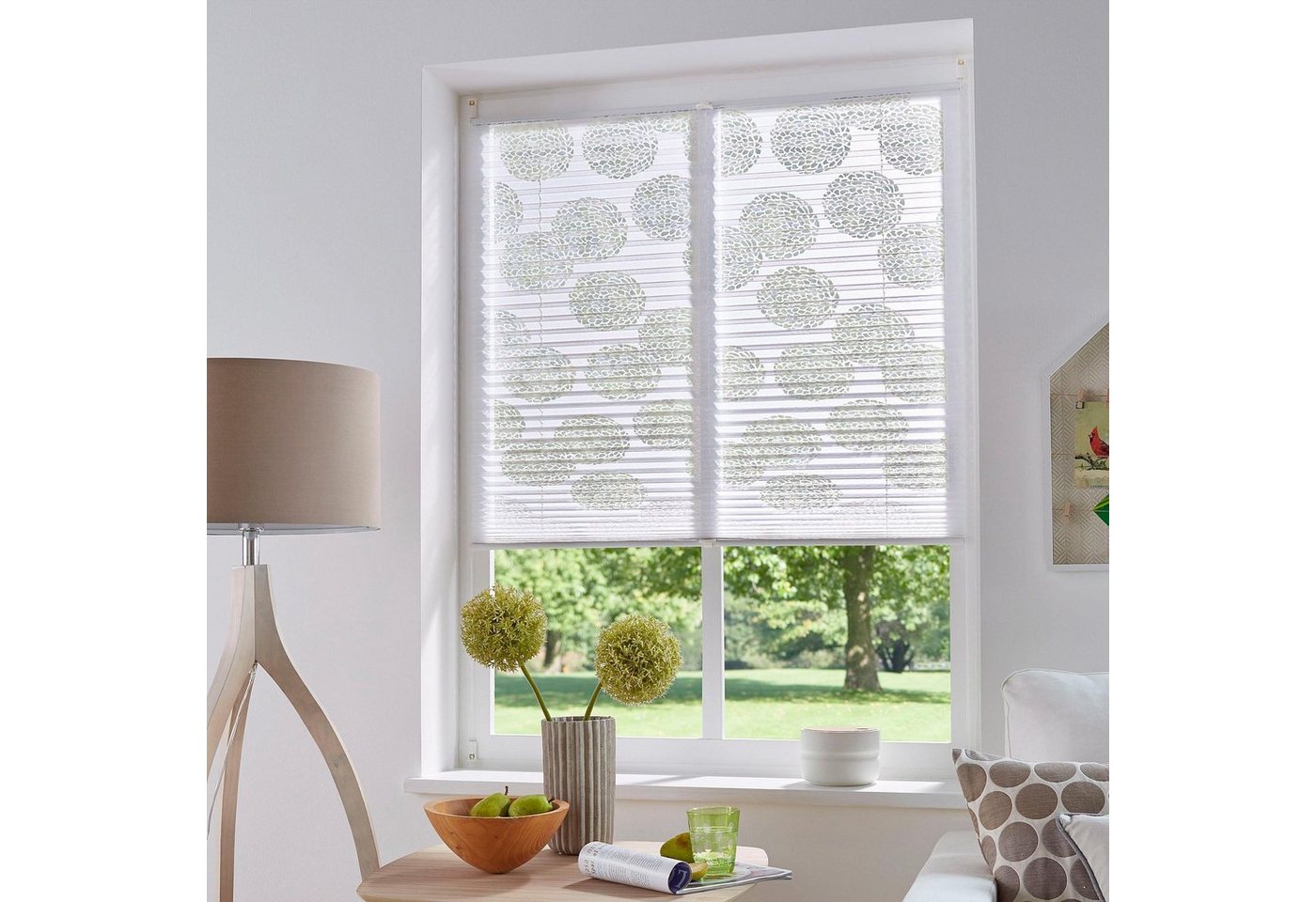 OTTO home Plissee BELUM, ohne Bohren, Lichtschutz, Blumen-Kreise, Lichtschutz, ohne Bohren, verspannt, Klemmfix, im Fixmaß, Ausbrenner, Kreise, Blumen, Klemmträger, Für Fenster & Tür Bild 5