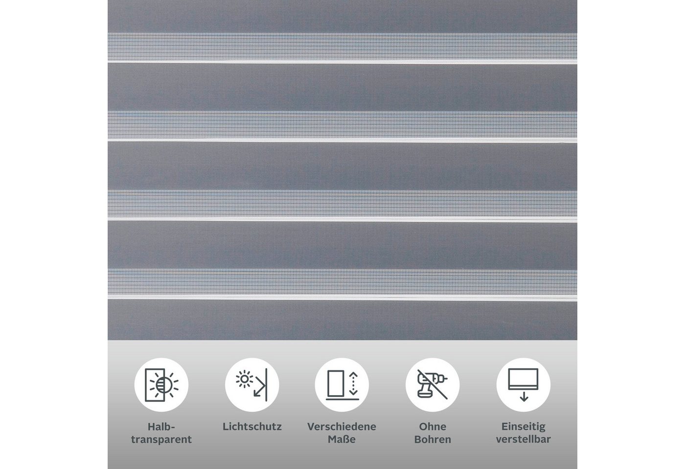 Doppelrollo MARANO, ohne Bohren, Lichtschutz, freihängend, OTTO home, Lichtschutz, ohne Bohren, freihängend, Klemmfix, Rollo, Fixmaß, Bestseller mit Klemmträgern, für Fenster & Tür Bild 2