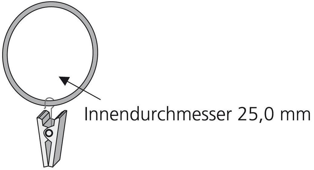 Liedeco Gardinenring, Gardinenstangen, (Set, 10-St., mit Klammern), für Gardinenstangen Ø 16 mm