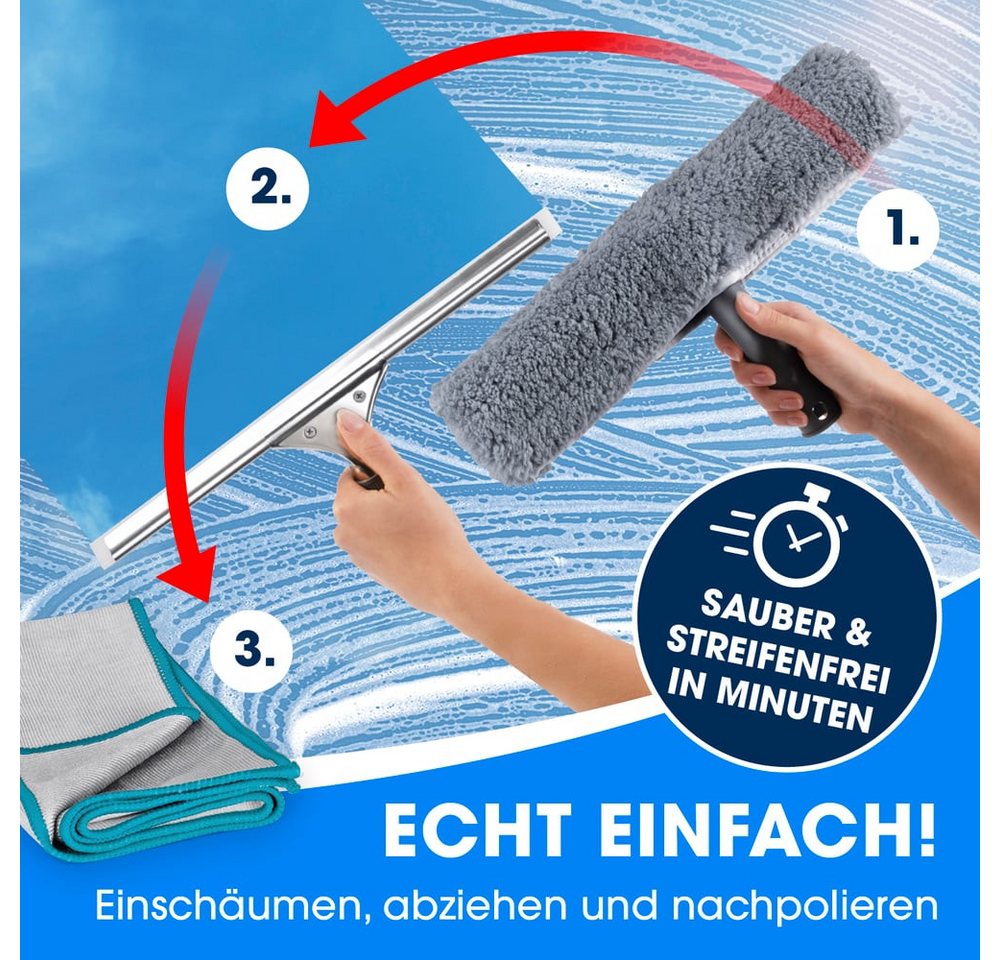 CLEANmaxx Sprühwischer CLEANmaxx Fensterreiniger-Set Professional (13-tlg) Fensterputzer Set mit Abzieher & Fensterwischer - für saubere Fenster Bild 3